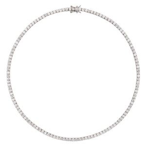 MOSS ROUND CUT, 3MM 4-PRONG, LAB-GROWN WHITE SAPPHIRE SILVER RIVIÈRE NECKLACE